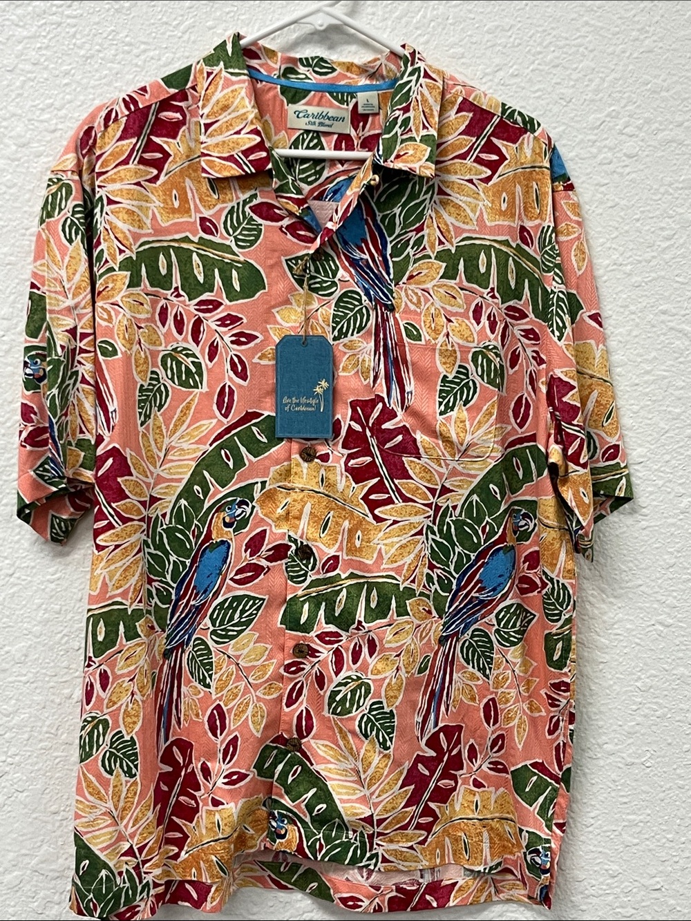 Caribbean Tropical Parrot Print Short-Sleeve Shirt
#1083